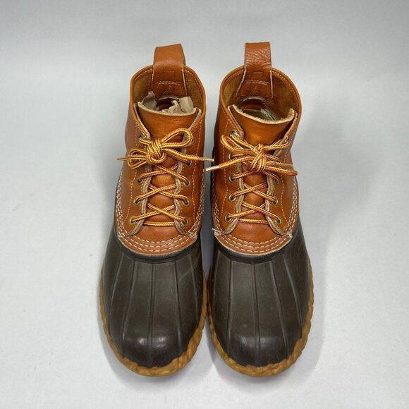L.L. Bean Bean Boots Mens Size 8 Vintage Brown Leather Rubber Outdoor Waterproof - Picture 3 of 11
